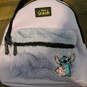 Disney Stitch Flower Mini Backpack - Light Purple Lavender and Black